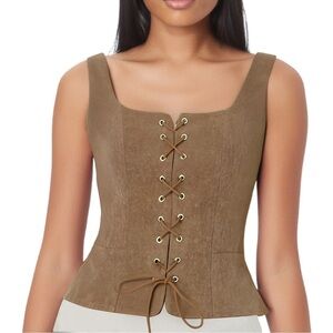 Pirate Renaissance Lace up Corset Vest Bodice Small Brushed Microfibre top